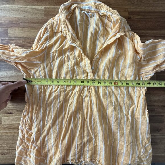 C&C California Linen Tunic Shirt Womens 1X Striped Beach Resort Boho Lagenlook - Picture 12 of 14